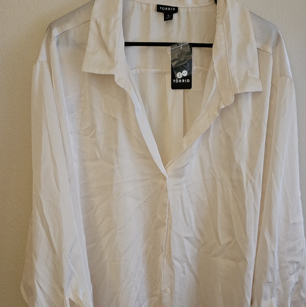 Torrid Long Sleeve Silk Button Down